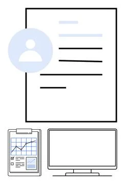 Professional Resume Layout with Analytics and Digital Tools Representation Illustrazione stock