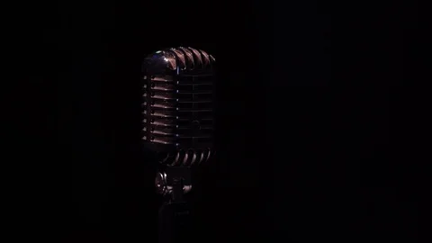Professional retro glare microphone for record or speak to audience on stage. Stock Footage 118544227