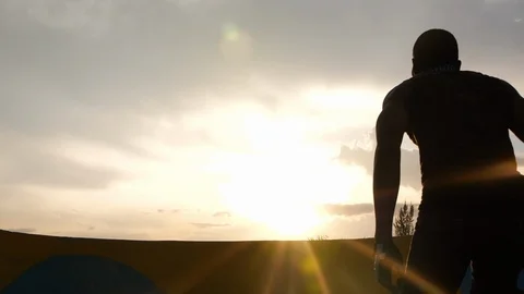 Professional rollerblader doing super slow motion jumping  on the ramp against Stock Footage 110892665
