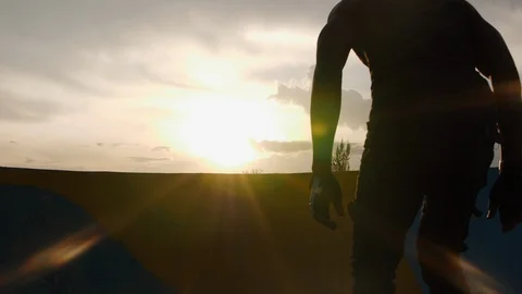 Professional rollerblader doing super slow motion jumping  on the ramp against 스톡 동영상 110915590