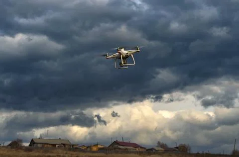 Professional RTK drone with high resolution camera onboard Stock Photos