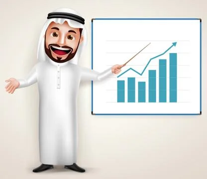 Professional Saudi arab man vector character wearing thobe Stock Illustration