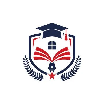 Professional School Education Logo Design with Book and Shield Stock Illustration