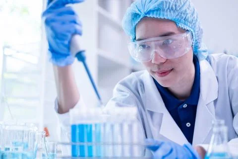 Professional scientist chemist technician analysis research experiment viru.. Stock Photos