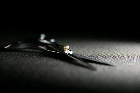 Professional scissors on black background Stock Photos