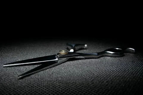 Professional scissors on black background Stock Photos