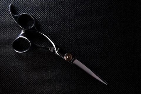 Professional scissors on black background Stock Photos
