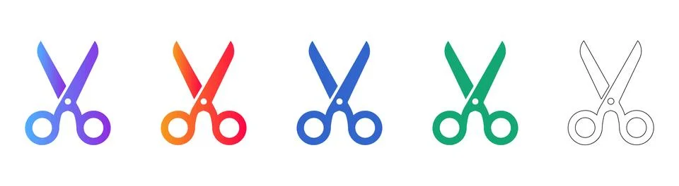 Professional Scissors Icons for Design Stock Illustration