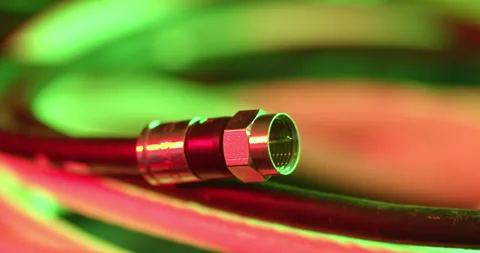 Professional Screw On Type RF Coaxial Connector and Cable. Macro Pan Stock Footage 170635613