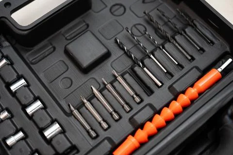 Professional screwdriver bit kit with extension Stock Photos