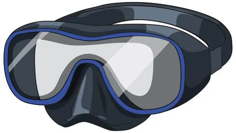 Professional Scuba Diving Mask with Blue Trim Vector Illustration Stock Illustration