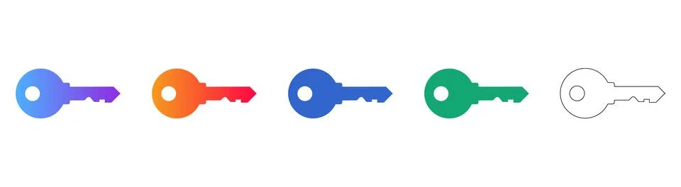 Professional Security Key Icon Set Stock Illustration
