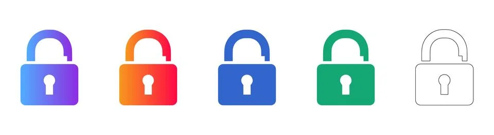 Professional Security Lock Icons Stock Illustration