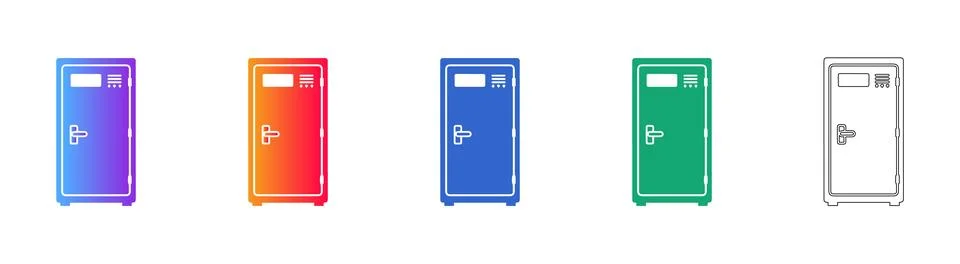 Professional Server Cabinet Vector Icon Set Stock Illustration