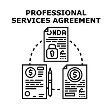 Professional services agreement document signing concept icon Stock Illustration