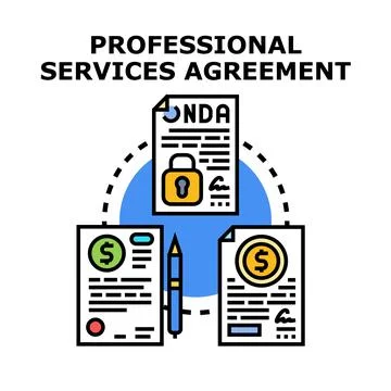 Professional services agreement document signing concept icon 库存插图