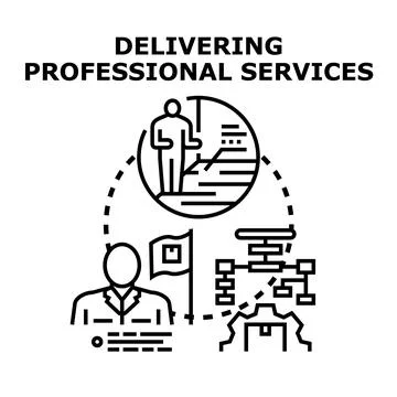 Professional services delivering process workflow illustration イラスト素材