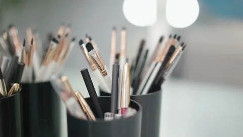 Professional set for styling eyebrows with reflection in the mirror. Stock Footage 144639817