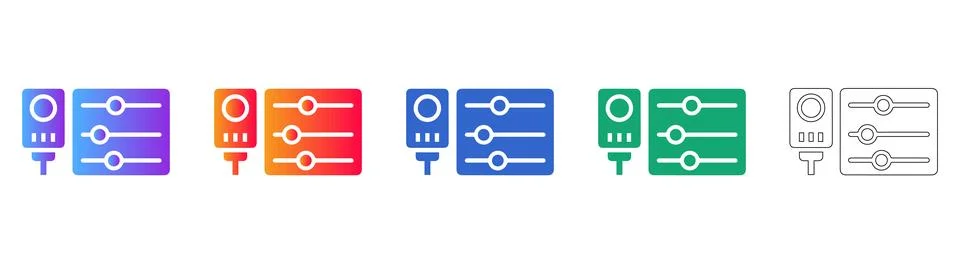 Professional Settings Control Panel Icon Set Stock Illustration