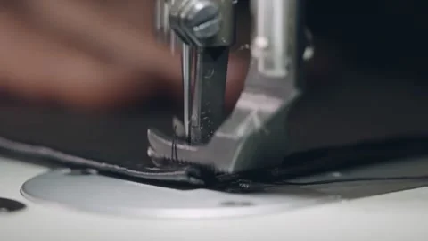 Professional sewing machine with walking foot in operation. Stock Footage 144109004
