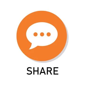 Professional Share Speech Bubble Vector Icon in Orange Circle for Communica.. Stock Illustration