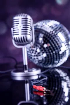 Professional silver microphone Stock Photos