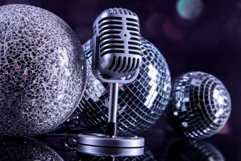 Professional silver microphone Stock Photos
