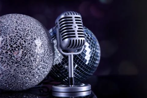 Professional silver microphone Stock Photos