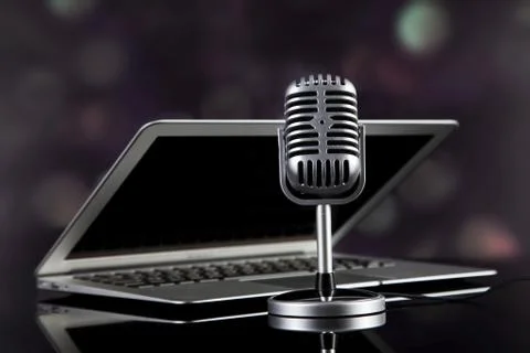 Professional silver microphone Stock Photos