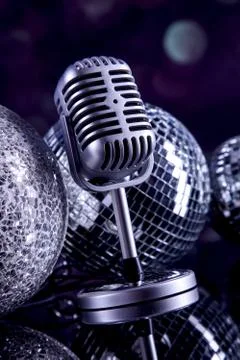 Professional silver microphone Stock Photos