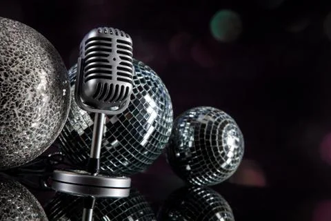 Professional silver microphone Stock Photos