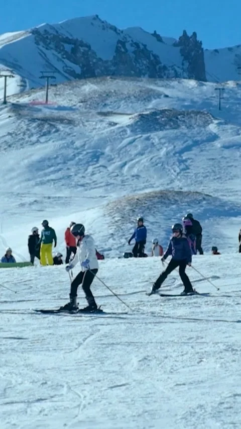 Professional Ski Athletes in Action Vertical Video Vídeos de archivo 334871904