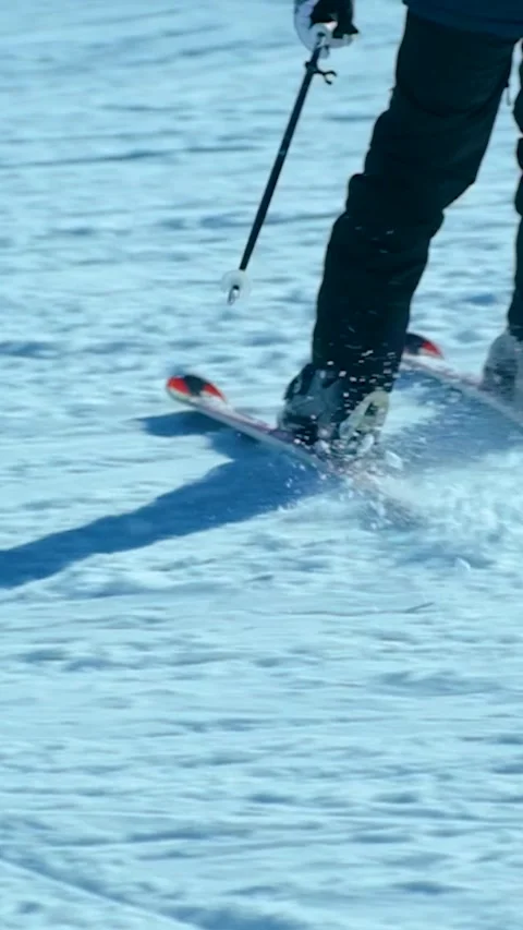 Professional Ski Athletes in Action Vertical Video Stock Footage 334874246