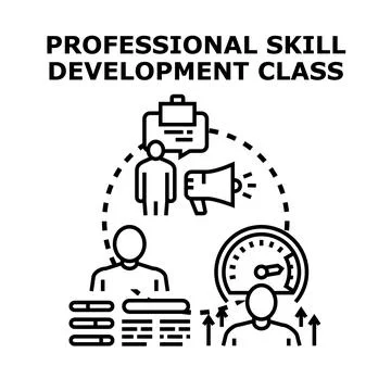 Professional skill development class concept learning improving Stockillustratie