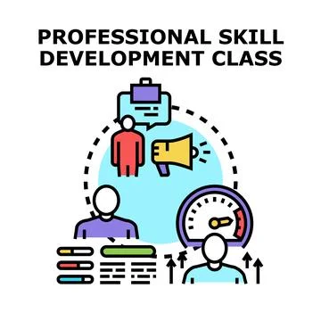 Professional skill development class concept learning improving Stockillustratie