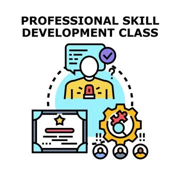 Professional skill development class program illustrating education Stock Illustration