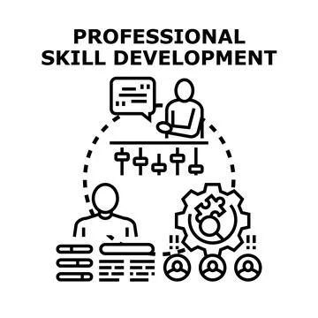 Professional skill development for employee growth and career improvement Stock Illustration