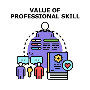 Professional skill value gaining knowledge and experience Stock Illustration