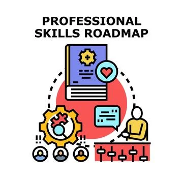 Professional skills roadmap for career development and learning Stock Illustration