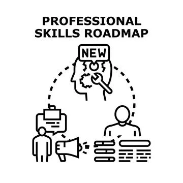 Professional skills roadmap developing career growth strategy Stock Illustration