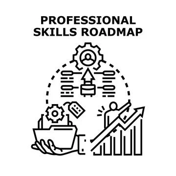 Professional skills roadmap developing career growth strategy Stock Illustration