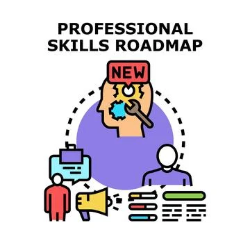 Professional skills roadmap developing career growth strategy Stock Illustration