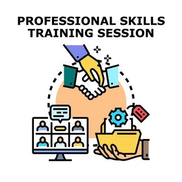 Professional skills training session virtual learning and development Illustrazione stock