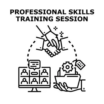 Professional skills training session virtual learning and development Illustrazione stock