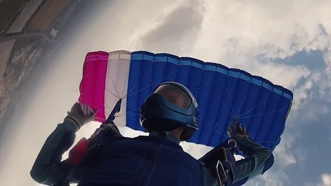 Professional skydiver in uniform parachuting in sky. Height. Extreme. Speed Видео 79513166