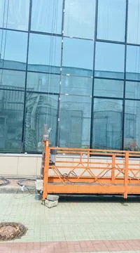 Professional skyscraper window access and cleaning equipment as a preventive and Stock Photos