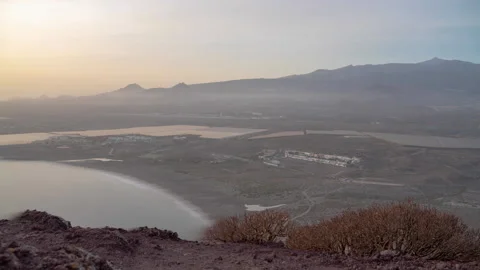 Professional sliding panning timelapse of Teide and the ocean sunset, Tenerife Stock Footage 154509789