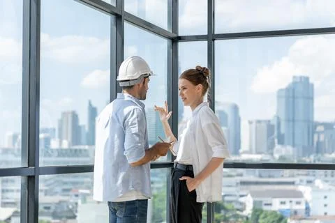 Professional smart architect engineer team discuss and solve problems. Tracery. 写真素材