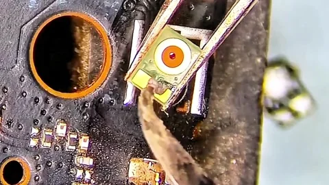Professional Smartphone Chip Repair Under Microscope Stock Footage 333900098