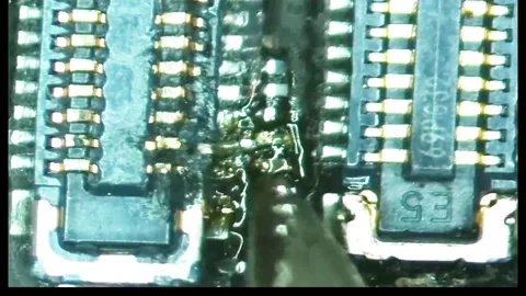 Professional smartphone repair under microscope Video stock 331407791